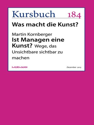 cover image of Ist Managen eine Kunst?